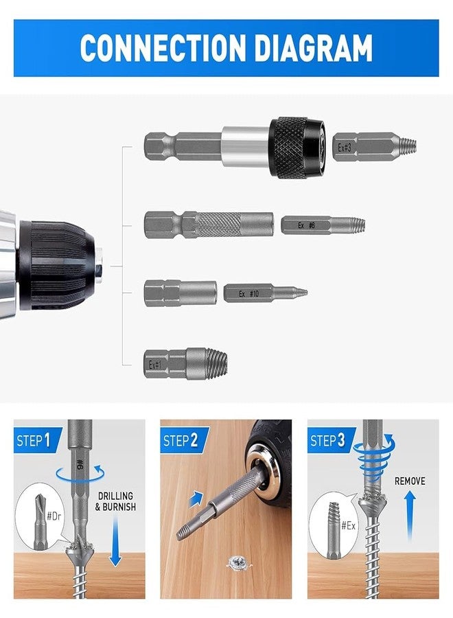 Serplex مجموعة أدوات استخراج البراغي التالفة من سيربلكس®، 33 قطعة، مجموعة أدوات استخراج البراغي المكسورة، أداة إزالة البراغي مع وصلة تمديد ومثاقب، مجموعة أدوات لإزالة البراغي المكسورة بسهولة - Image 4